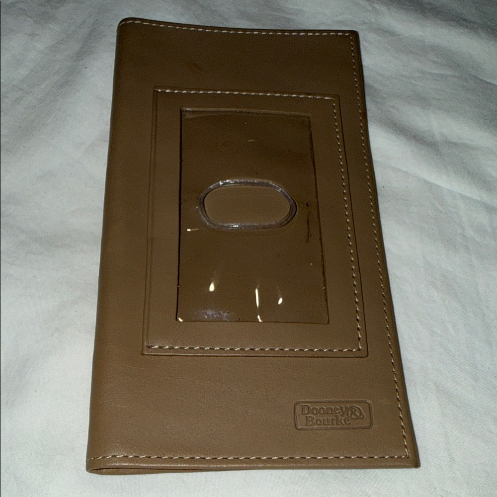 Dooney & Bourke Olive Leather Checkbook Cover Sleeve for Inner Wallet